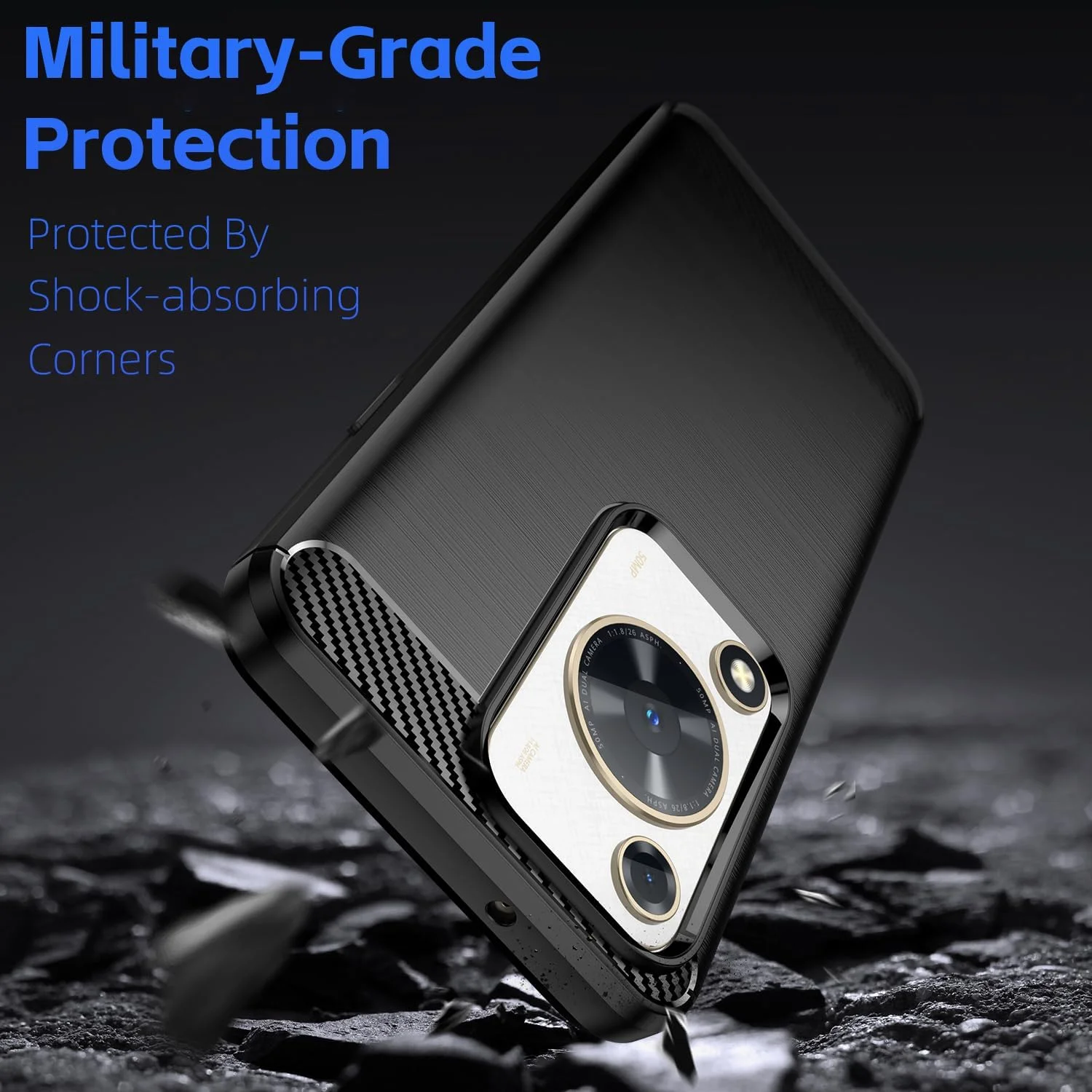 کاور مشکی TPU برای هوآوی نوا Y72 به همراه یک حلقه نگهدارنده، TPU نرم مقاوم در برابر خراش، ضد ضربه (MF LS برای هوآوی نوا Y72)