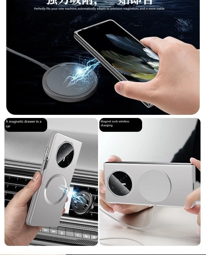 قاب محافظ مغناطیسی فوق العاده نازک و مات طراحی شده برای گوشی آنر مجیک وی 3 [سازگار با Mag-Safe]، باریک، مینیمالیستی، سبک وزن، پوشش سخت محافظ - مشکی