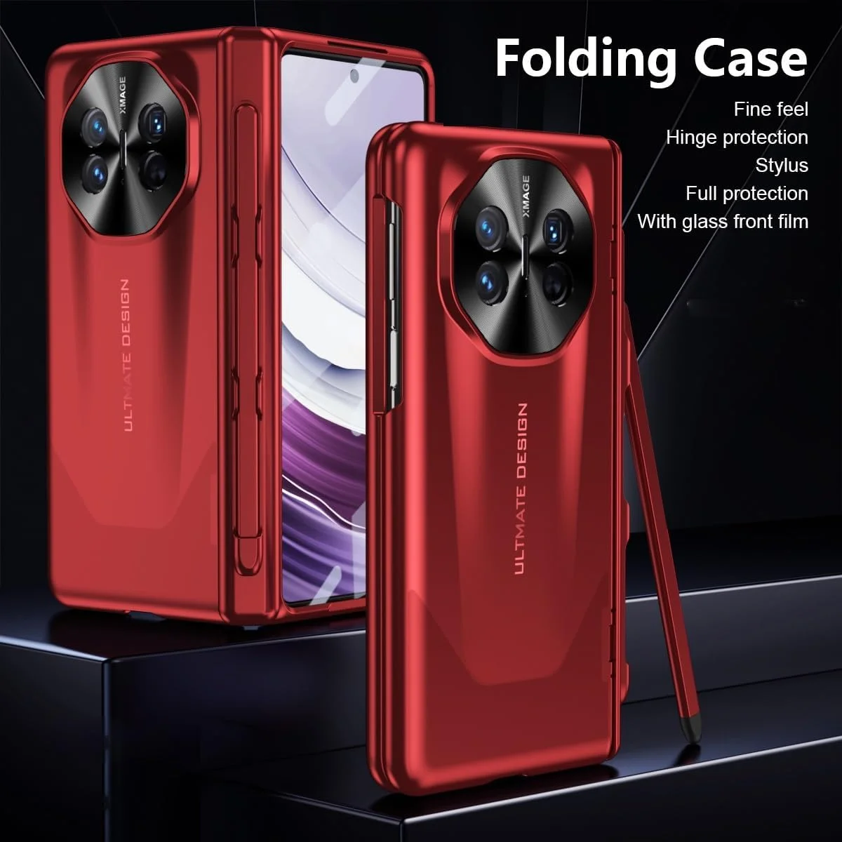 قاب گوشی - سازگار با هوآوی میت X3 - محافظت سنگین، محافظ صفحه نمایش داخلی - قاب کامل بدنه با جایگاه قلم