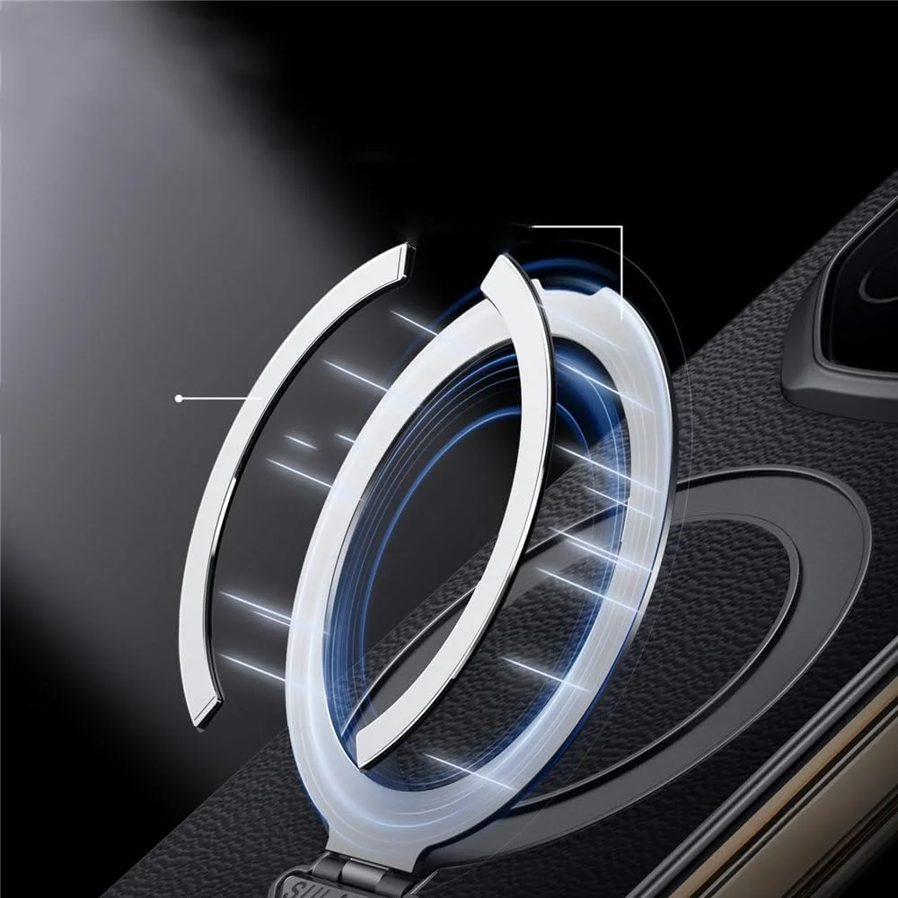 کاور چرمی Gruattreay سازگار با Huawei Mate XT/Mate XT Ultimate (2024)، دارای پایه چرخان چند زاویه ای، کاور گوشی چرمی ضد اثر انگشت (مشکی)