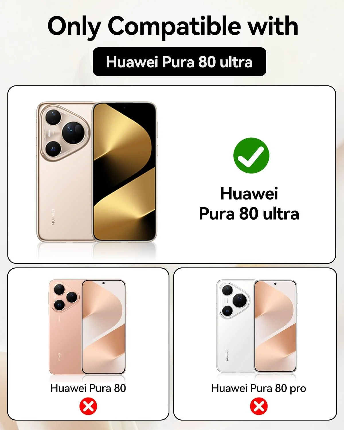 قاب کریستالی T Tersely سازگار با HUAWEI Pura 80 Ultra - فناوری TPU + پلی کربنات، ضد زردی، قاب محافظ، پوشش ضربه گیر مقاوم در برابر ضربه - نقره ای