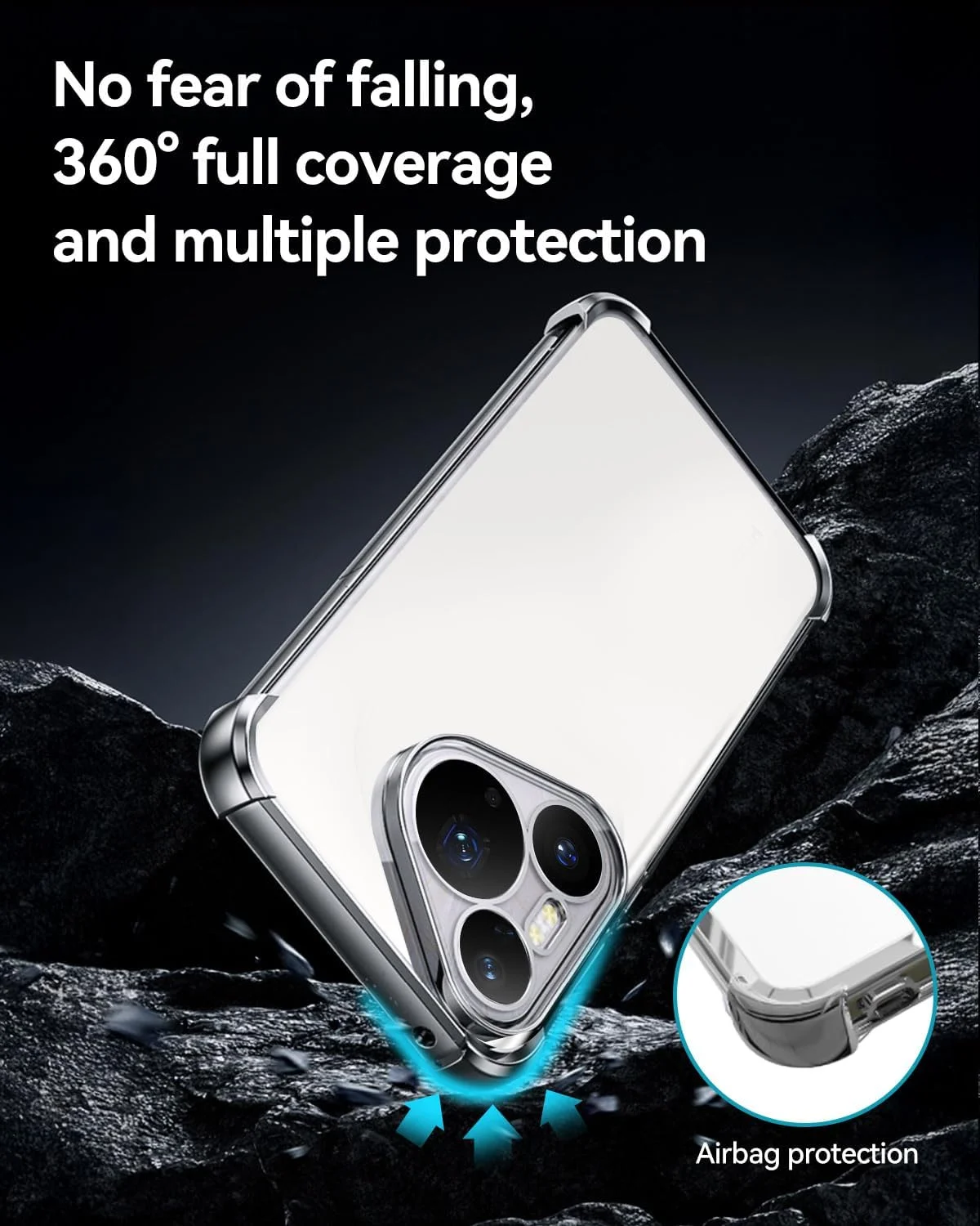 قاب کریستالی T Tersely سازگار با HUAWEI Pura 80 Ultra - فناوری TPU + پلی کربنات، ضد زردی، قاب محافظ، پوشش ضربه گیر مقاوم در برابر ضربه - نقره ای