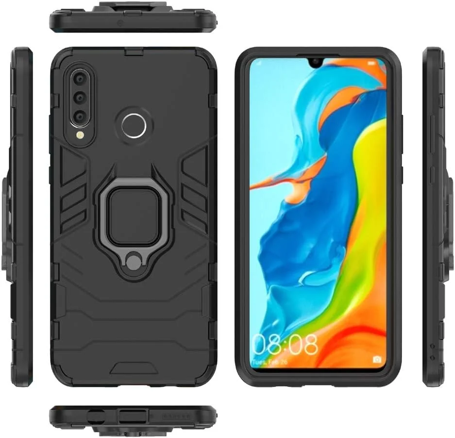 کاور 2ndSpring برای هوآوی P30 Lite + محافظ صفحه نمایش شیشه ای حرارت دیده، محافظت سنگین و بادوام، ضد ضربه، دارای پایه تاشو، مشکی کاور 2ndSpring برای هوآوی P30 Lite + محافظ صفحه نمایش شیشه ای حرارت دیده، محافظت سنگین و بادوام، ضد ضربه، دارای پایه تاشو، مشکی