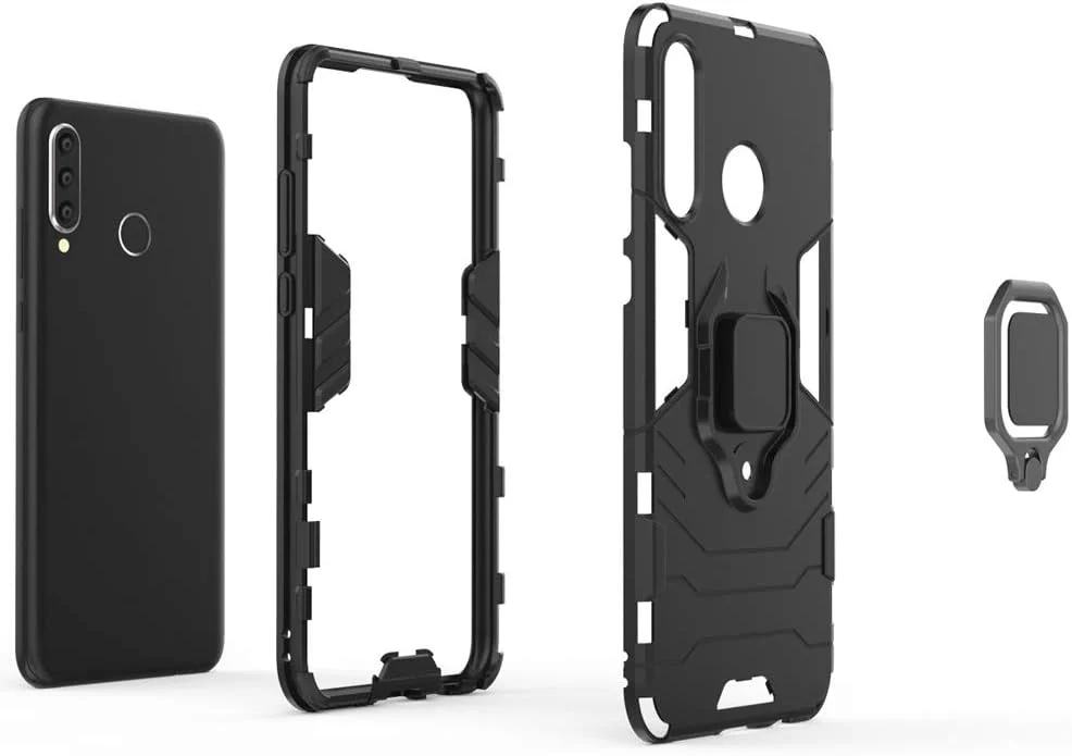 کاور 2ndSpring برای هوآوی P30 Lite + محافظ صفحه نمایش شیشه ای حرارت دیده، محافظت سنگین و بادوام، ضد ضربه، دارای پایه تاشو، مشکی کاور 2ndSpring برای هوآوی P30 Lite + محافظ صفحه نمایش شیشه ای حرارت دیده، محافظت سنگین و بادوام، ضد ضربه، دارای پایه تاشو، مشکی