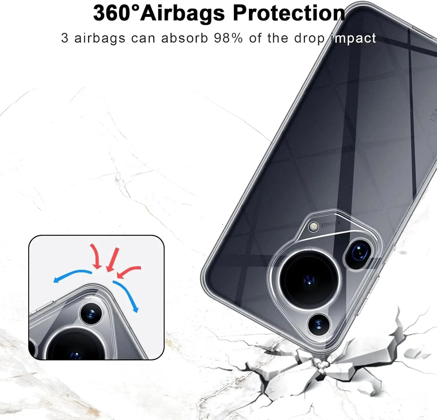 کاور سیلیکونی سازگار با هوآوی Pura 70 Ultra 2024، محافظ دوربین، ژله ای نرم ضد ضربه، باریک و سبک، کاور پشتی TPU برای هوآوی Pura 70 Ultra 5G (کاور شفاف)