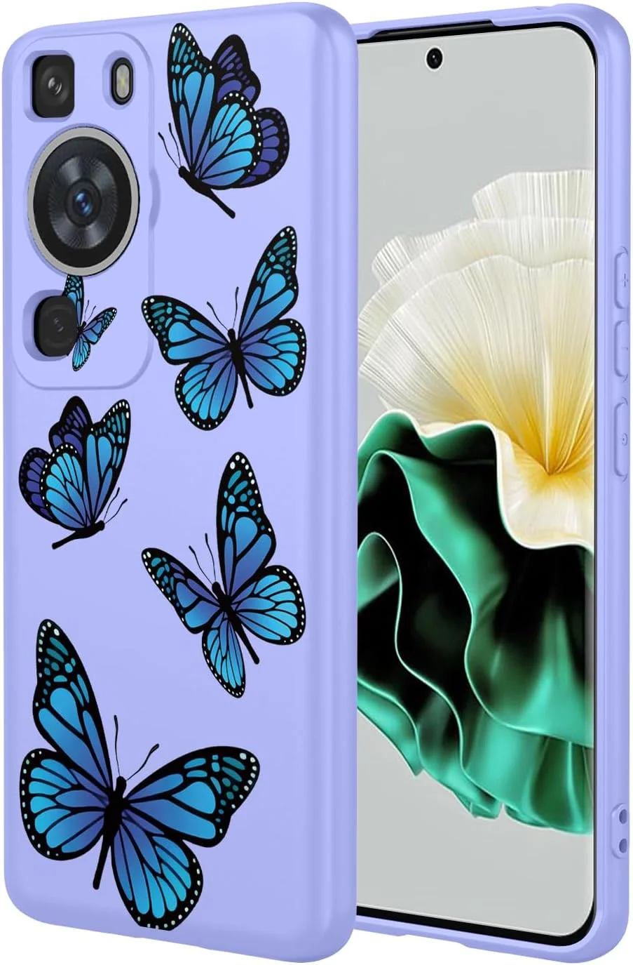 قاب گوشی برای هوآوی P60 پرو، MNA-AL00 LNA-AL00 هوآوی P60، پوشش نرم و انعطاف پذیر TPU با طرح پروانه ضد ضربه برای هوآوی P60 - پروانه بنفش