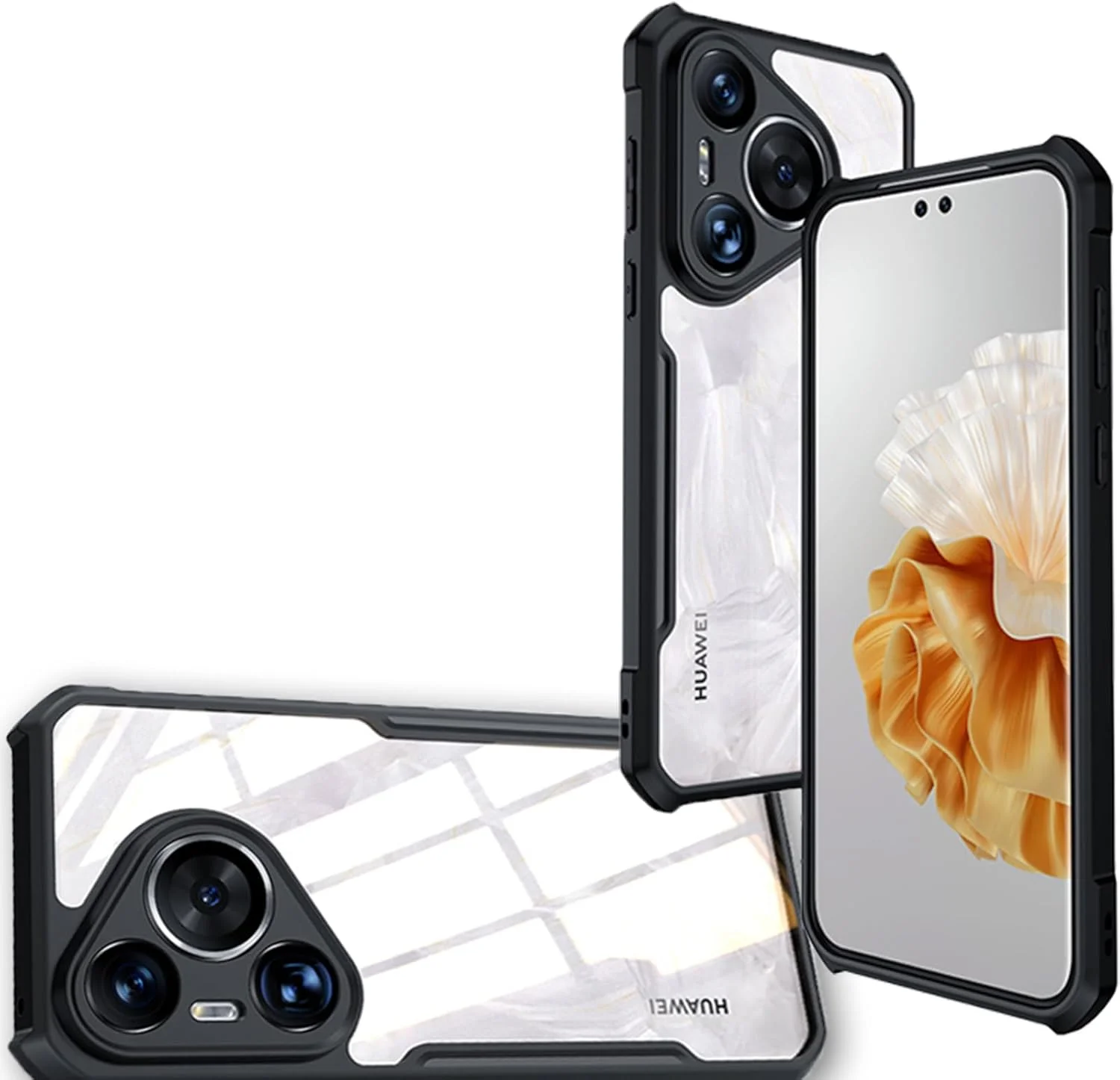 قاب محافظ گوشی هواوی Pura 70 Pro / Pura 70 Pro+، پوشش محافظ لنز دوربین، کاور پشتی گوشی TPU ضربه گیر با ایربگ، قاب محافظ باریک ضد زردی برای Pura 70 Pro / Pura 70 Pro Plus