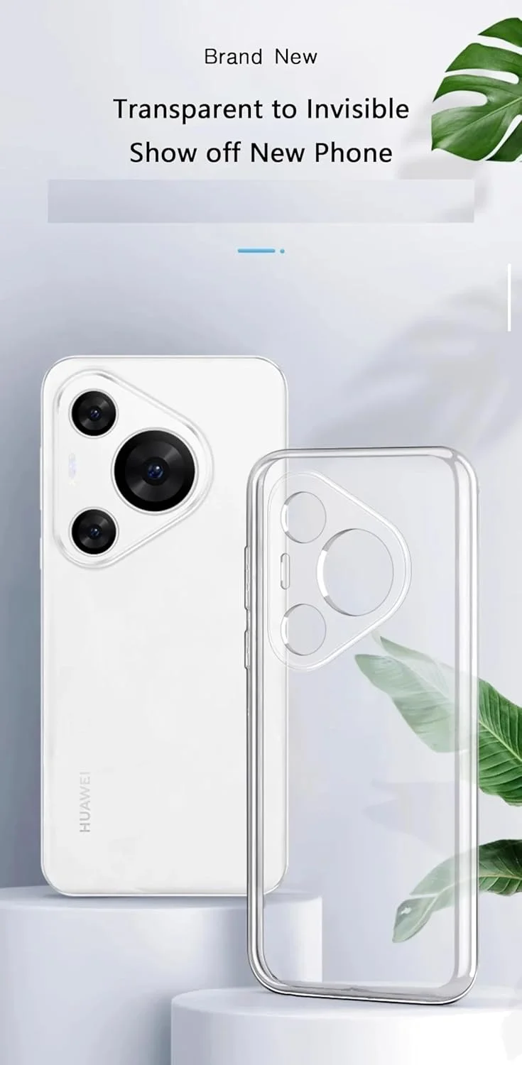 کاور سیلیکونی سازگار با هوآوی Pura 70 2024، محافظ دوربین، ژله ای نرم ضد ضربه، باریک و سبک، کاور پشتی TPU برای هوآوی Pura 70 5G (کاور شفاف)