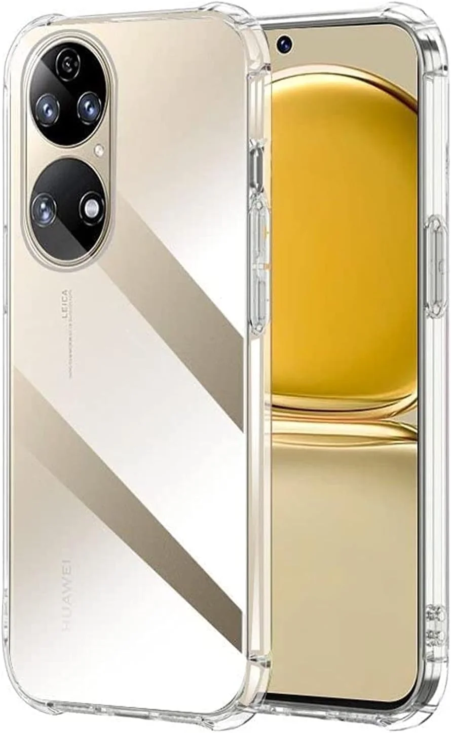 کاور محافظ سیلیکونی نرم و شفاف AWH با قابلیت ضد ضربه و ضد خش، دارای بالشتک هوا در گوشه‌ها، مناسب برای گوشی Huawei P50 Pro