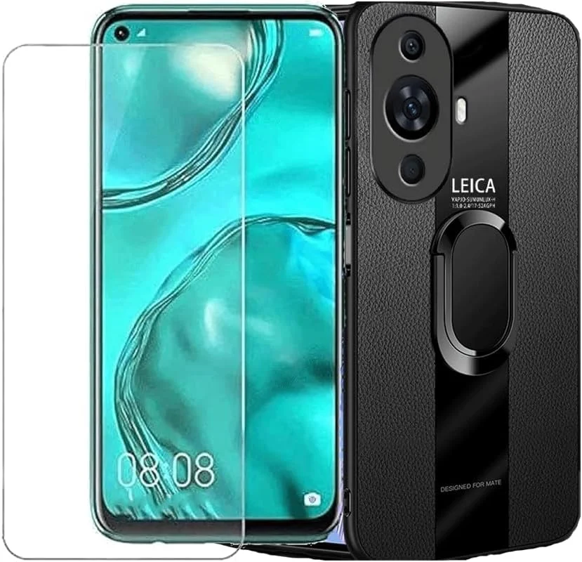 قاب محافظ گوشی هواوی نوا 11 پرو/هواوی نوا 11 اولترا مدل [1+1] به همراه حلقه نگهدارنده و محافظ صفحه نمایش شیشه ای