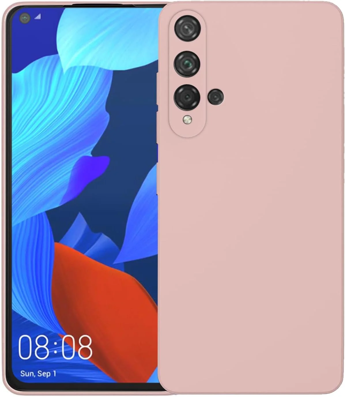 قاب محافظ باریک گوشی هواوی نوا 5T، پوشش سیلیکونی با محافظت از دوربین، داخلی نرم و انعطاف پذیر (صورتی، برای نوا 5T)