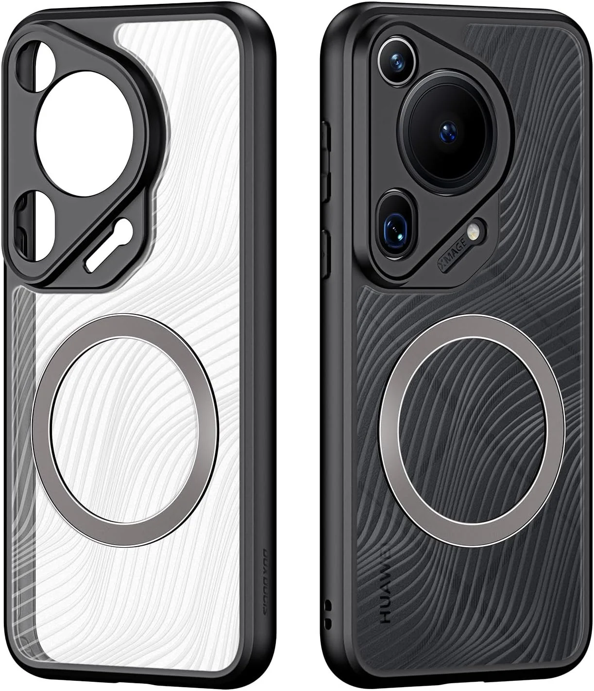 کاور محافظ شفاف مغناطیسی سازگار با هوآوی Pura 70 Ultra، ساخته شده از PC و سیلیکون ضد ضربه