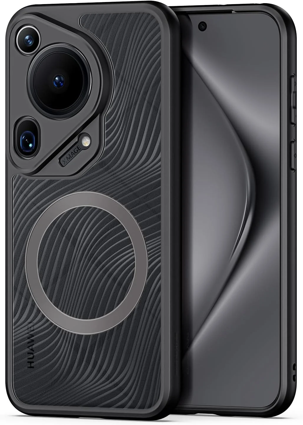 کاور محافظ شفاف مغناطیسی سازگار با هوآوی Pura 70 Ultra، ساخته شده از PC و سیلیکون ضد ضربه