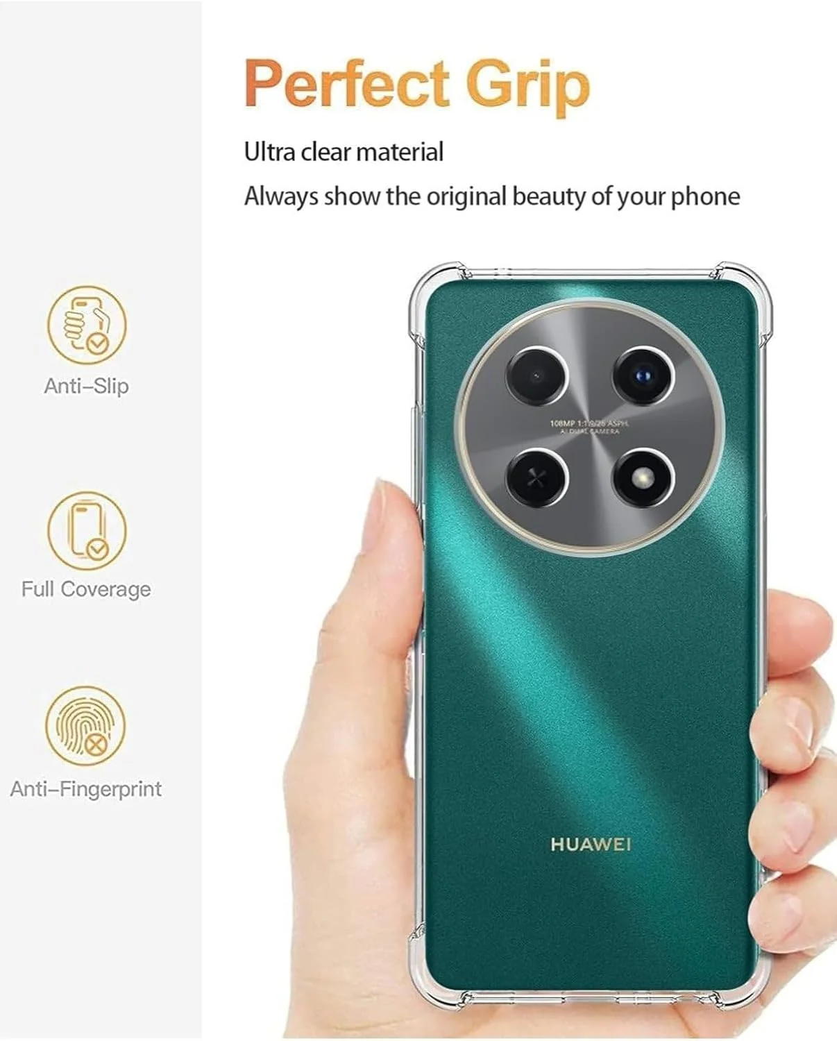 کاور ایمودیل برای هوآوی نوا 12i، محافظ شفاف با بالشتک هوا، سیلیکون نرم ضد ضربه، ضد خش، گوشه های تقویت شده برای هوآوی نوا 12i (شفاف)