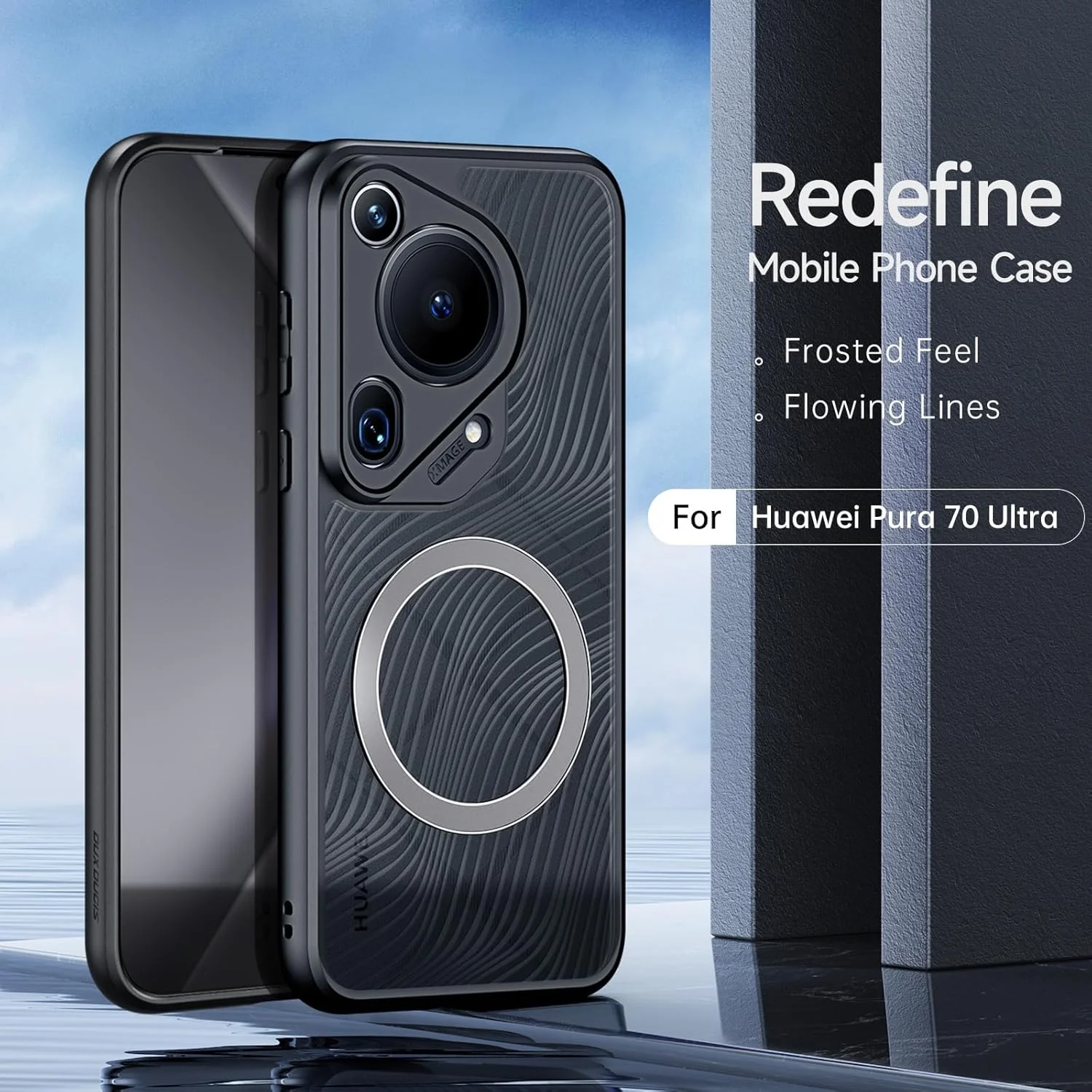 کاور محافظ شفاف مغناطیسی سازگار با هوآوی Pura 70 Ultra، ساخته شده از PC و سیلیکون ضد ضربه