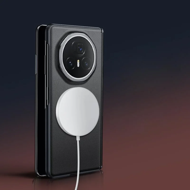 کاور محافظ چرمی ضد ضربه Gruattreay سازگار با Huawei Honor Magic V3، قاب مغناطیسی برای محور لولا، دارای آهنربای داخلی (مشکی)