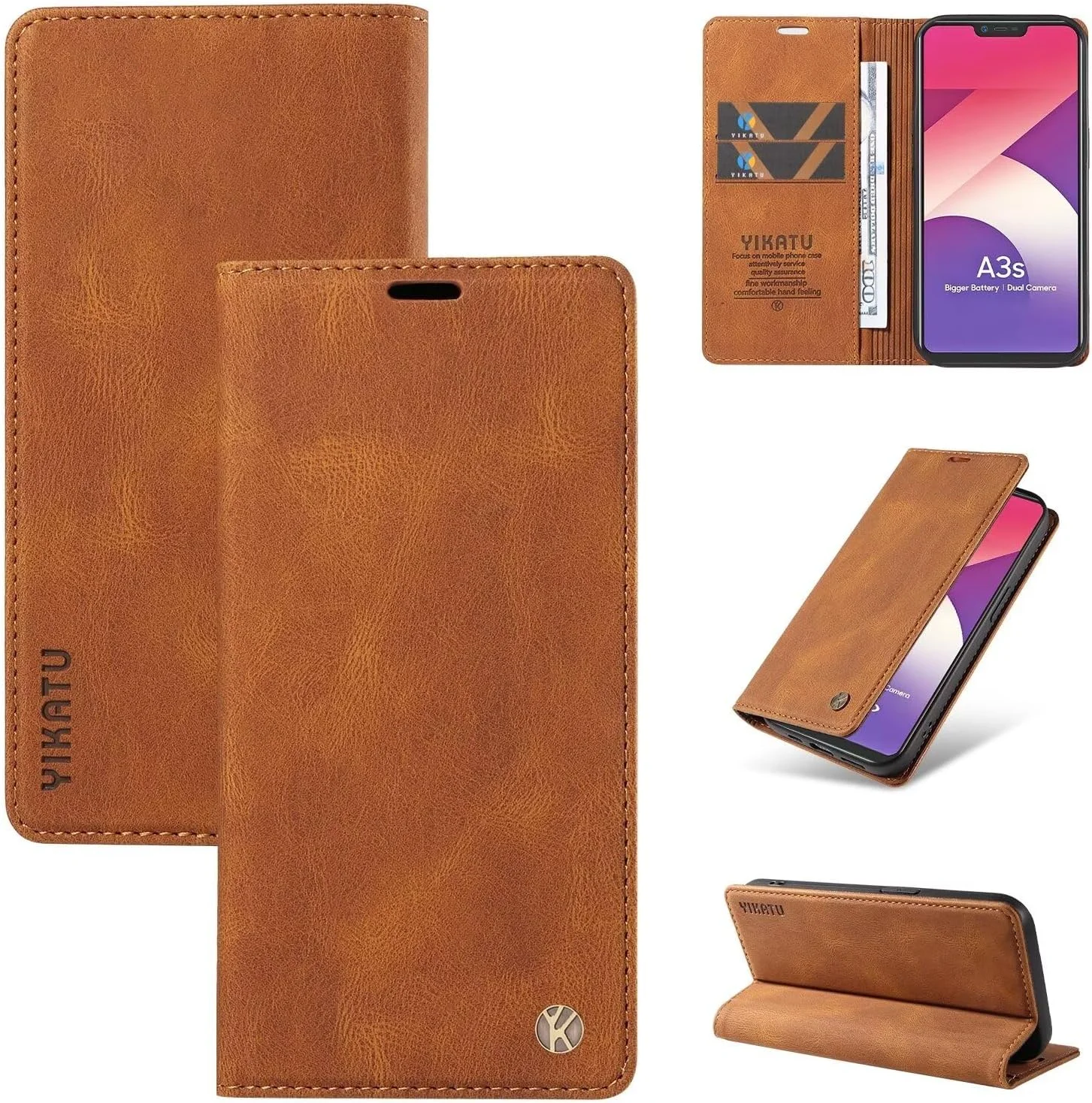 کیف پول چرمی قهوه ای رنگ Ttianfa سازگار با گوشی Huawei Mate 10 Pro، دارای جای کارت، جلد مغناطیسی و پایه ضد ضربه مناسب برای آقایان و بانوان