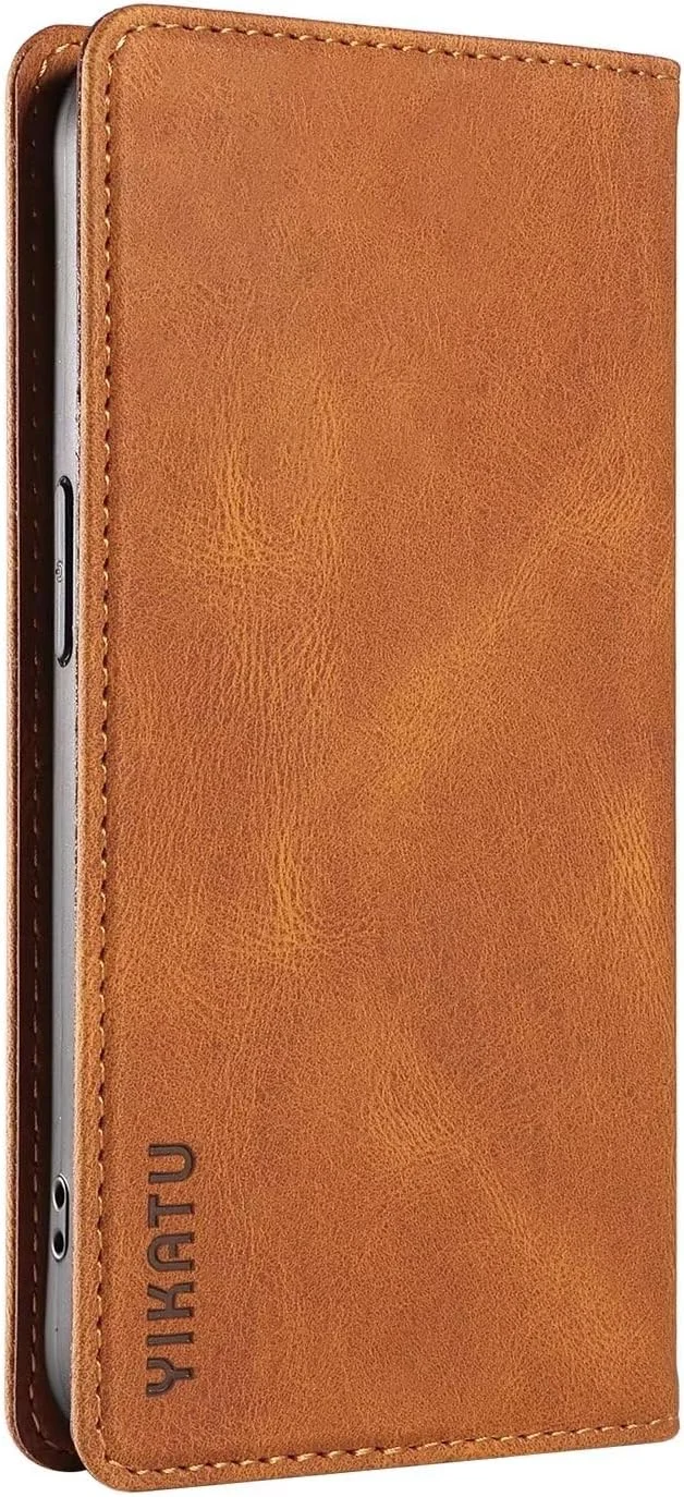 کیف پول چرمی قهوه ای رنگ Ttianfa سازگار با گوشی Huawei Mate 10 Pro، دارای جای کارت، جلد مغناطیسی و پایه ضد ضربه مناسب برای آقایان و بانوان