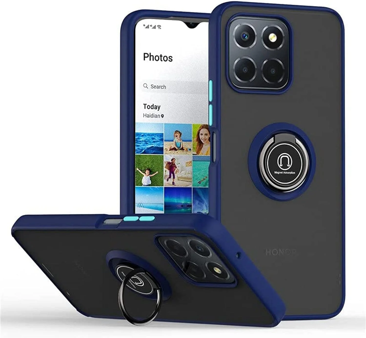 کاور محافظ مات گوشی Muzz برای آنر X8 5G / آنر X6 5G، کاور پشتی شفاف ضد ضربه با استند انگشتی برای هوآوی آنر X6 5G / آنر X8 5G (آبی)