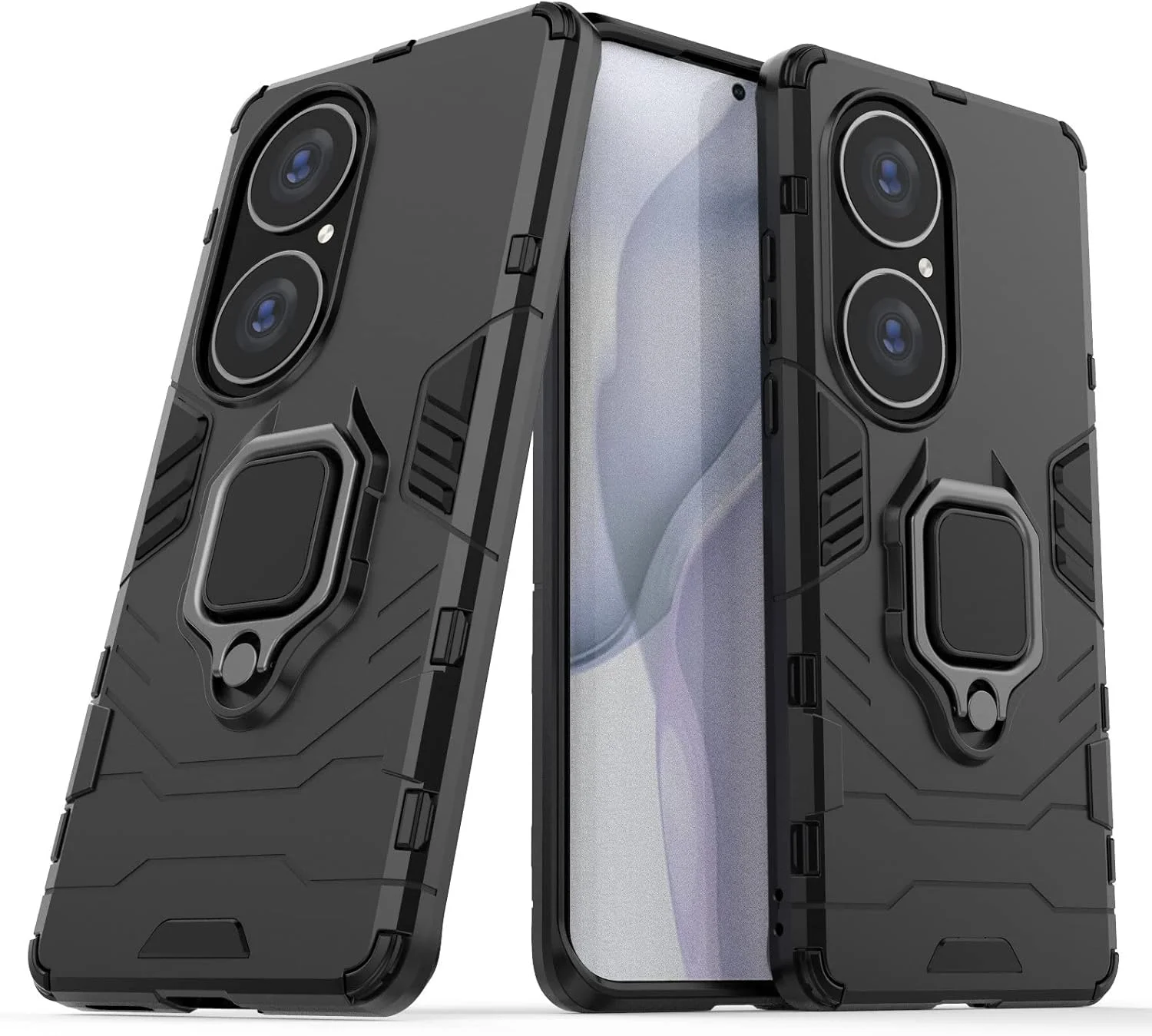 قاب محافظ گوشی هواوی P50 Pro، کاور محافظ زرهی ضد ضربه و مقاوم با پایه تاشو، مشکی