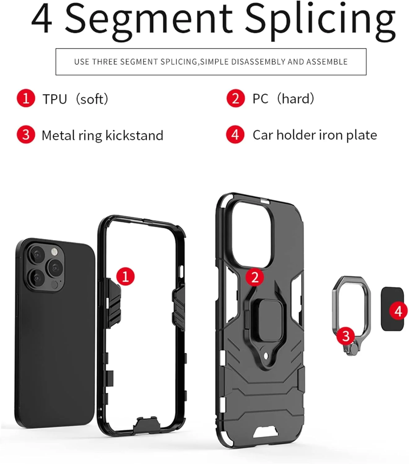 قاب محافظ گوشی هواوی P50 Pro، کاور محافظ زرهی ضد ضربه و مقاوم با پایه تاشو، مشکی قاب محافظ گوشی هواوی P50 Pro، کاور محافظ زرهی ضد ضربه و مقاوم با پایه تاشو، مشکی