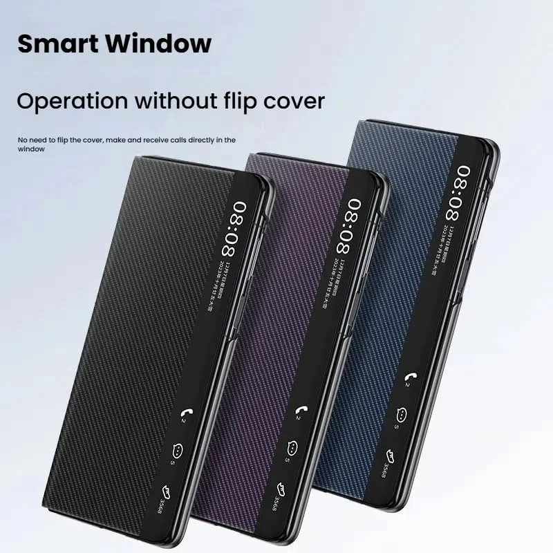 کاور فیبر کربنی Gruattreay برای Huawei Mate X6، دارای پنجره هوشمند، کاور محافظ PC مغناطیسی فوق العاده نازک و سبک برای Mate X6 [پشتیبانی از شارژ بی سیم و کیف پول] (قرمز)