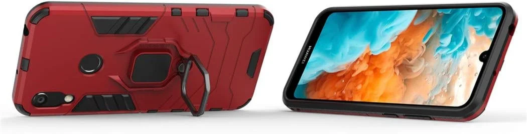 قاب محافظ گوشی هوآوی Y6 Prime (2019) مدل MaiJin، با حلقه فلزی و استند، ضد ضربه، بدنه سخت، سازگار با هولدر مغناطیسی خودرو، دو لایه و مقاوم (قرمز)