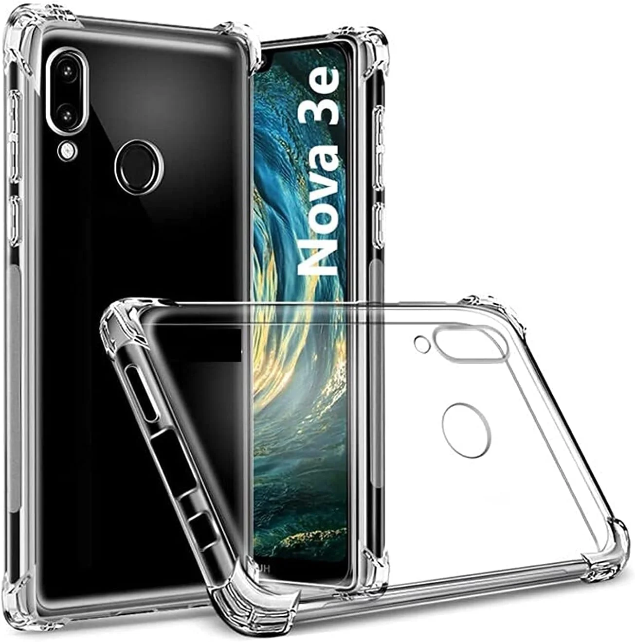 کاور محافظ مویز برای هوآوی نوا 3e، P20 لایت، شفاف کریستالی، گوشه‌های تقویت‌شده، بامپر TPU نرم و لطیف + پوشش پنل نرم و شفاف هایبریدی مقاوم برای هوآوی نوا 3e / P20 لایت - شفاف
