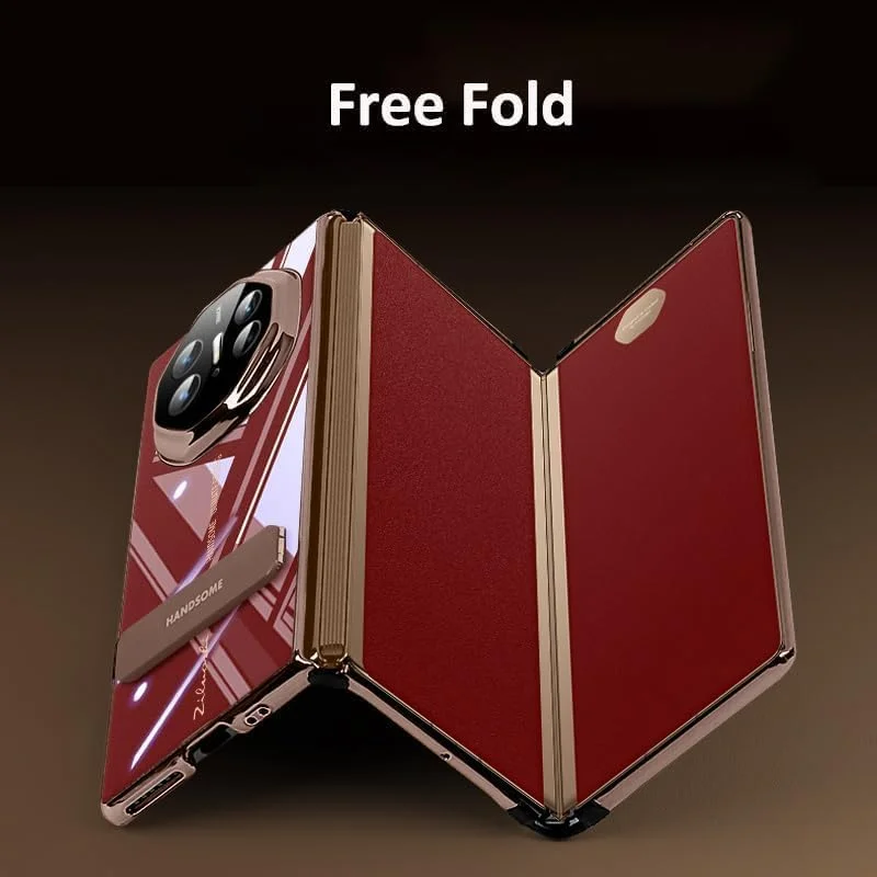 قاب محافظ شفاف هواوی میت XT، دارای پایه تاشو، PC شفاف با فریم آبکاری لوکس، پوشش محافظ فوق العاده نازک و ضد ضربه (نقره ای)