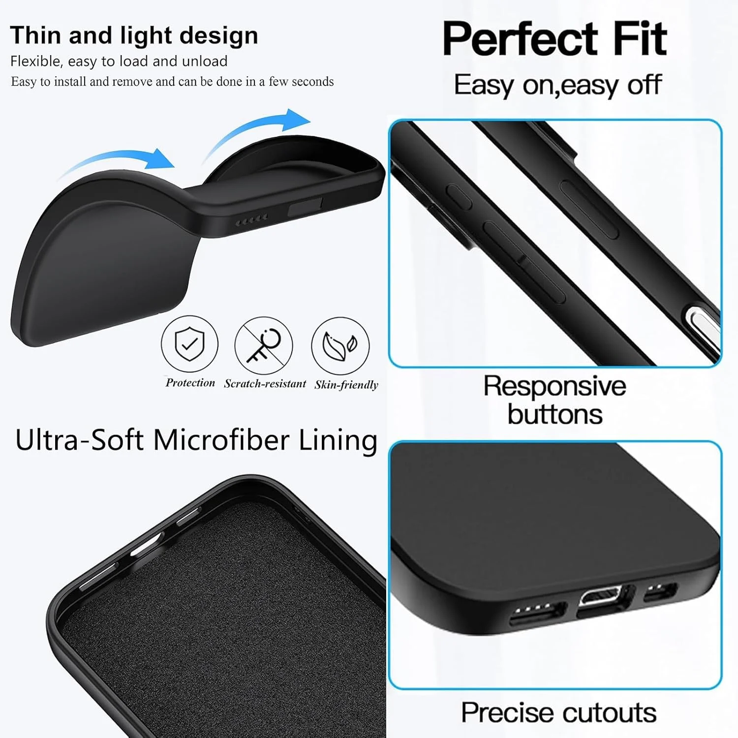 کاور سیلیکونی محافظ گوشی Maykela سازگار با Huawei Mate 70، نازک با محافظت از دوربین، داخلی نرم، باریک و انعطاف پذیر (برای Huawei Mate 70 - مشکی)