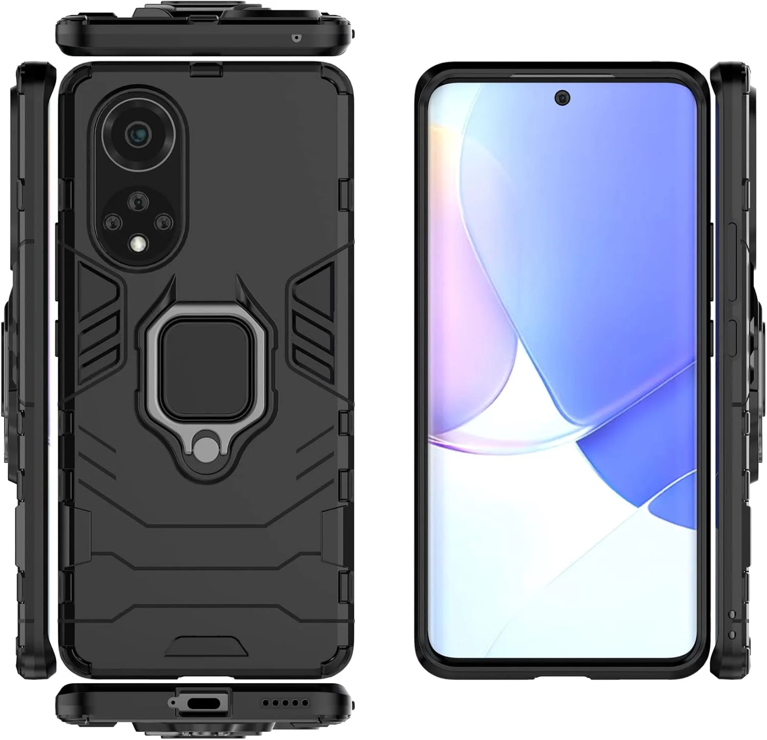 کاور محافظ هایبریدی دو لایه ضد ضربه و مقاوم با استند برای هوآوی نوا 9 / آنر 50 5G - مشکی