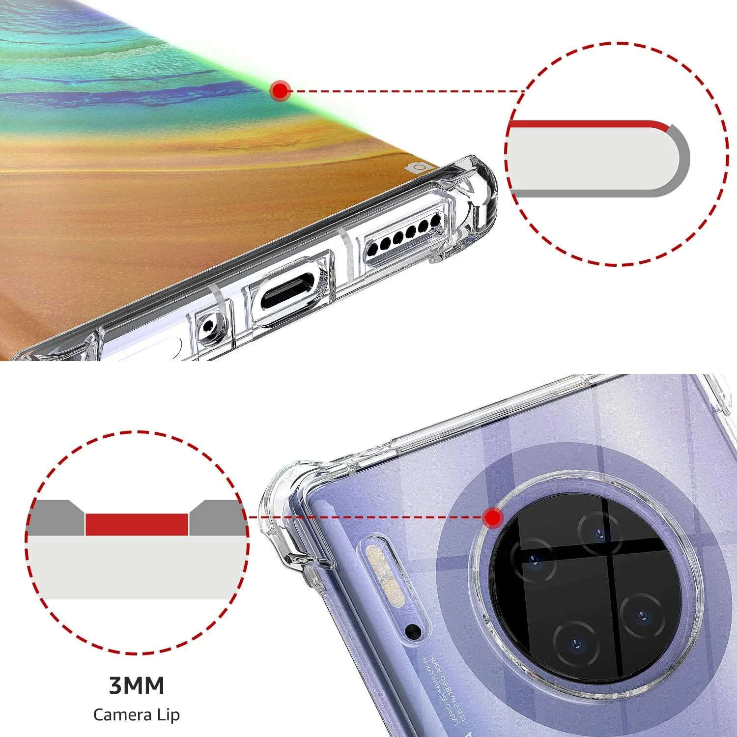 قاب گوشی هواوی میت 30 پرو 5G، محافظت چهار گوشه تقویت شده، قاب شفاف آلفا سازگار با هواوی میت 30 پرو