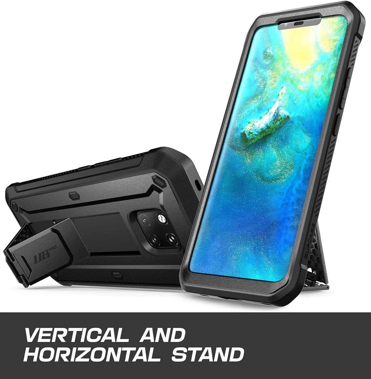 کاور محافظ بدنه کامل SUPCASE [Unicorn Beetle Pro] طراحی شده برای هوآوی میت 20 پرو به همراه گیره کمری و محافظ صفحه نمایش داخلی - مشکی
