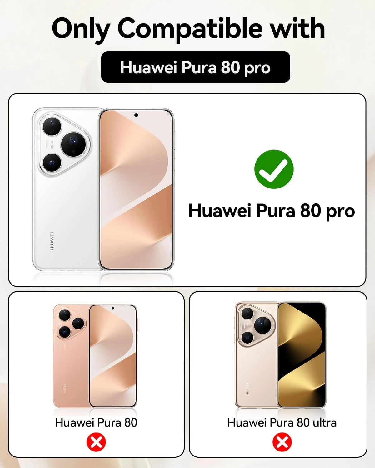 قاب محافظ کریستالی T Tersely سازگار با هوآوی Pura 80 Pro/Pro+ - فناوری TPU + پلی کربنات، ضد زردی، قاب محافظ، پوشش ضربه گیر - نقره ای