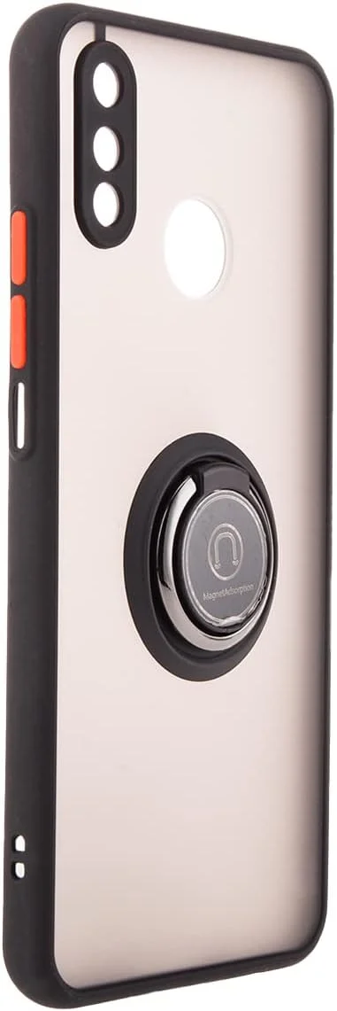 قاب محافظ سیلیکونی انعطاف پذیر Muzz برای گوشی هواوی نوا 3i، محافظ دوربین، نازک، نیمه شفاف، ضد ضربه، پوشش پشتی مات با حلقه مغناطیسی چرخان 360 درجه سازگار با هولدر ماشین، مشکی مناسب برای هواوی نوا 3i