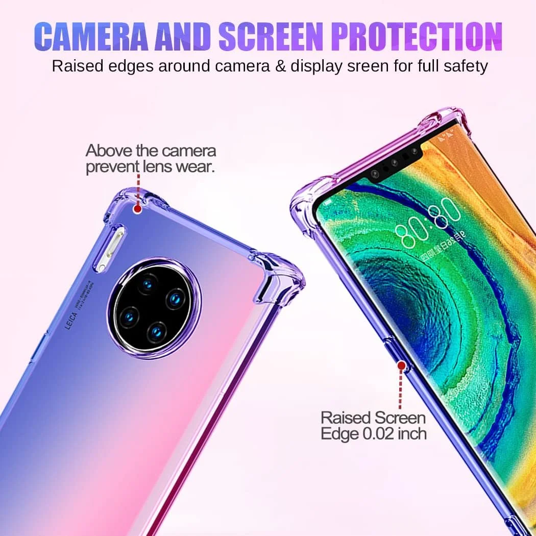 قاب گوشی هواوی میت 30 پرو LIO-L29 / میت 30 پرو 5G LIO-N29، کاور محافظ TPU نرم و باریک ضد خش با طرح گرادیانی و مقاوم در برابر ضربه (آبی/صورتی)