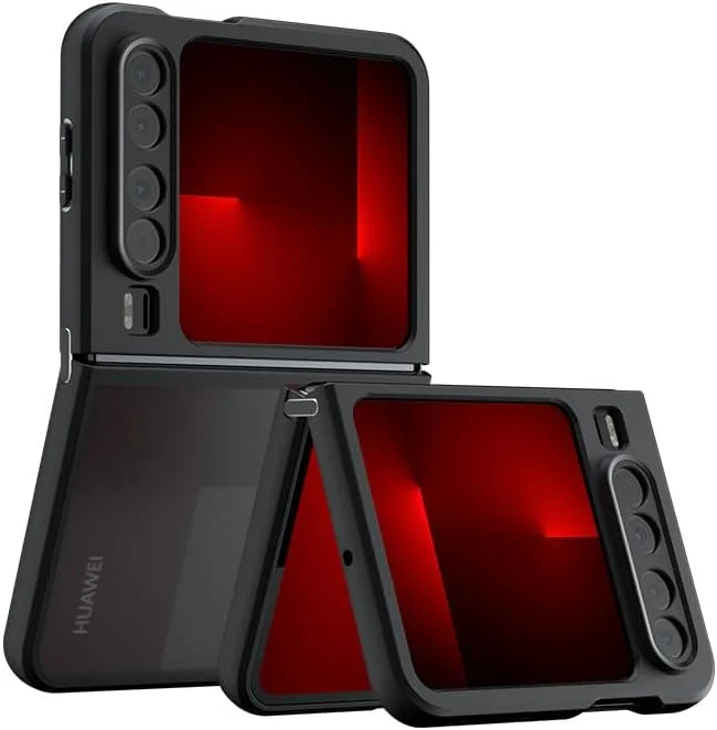 قاب محافظ گوشی هوآوی Pura X (سال 2025)، محافظت از لنز با سوراخ دقیق، پوشش محافظ تاشو فوق العاده نازک و سازگار با پوست (مشکی)