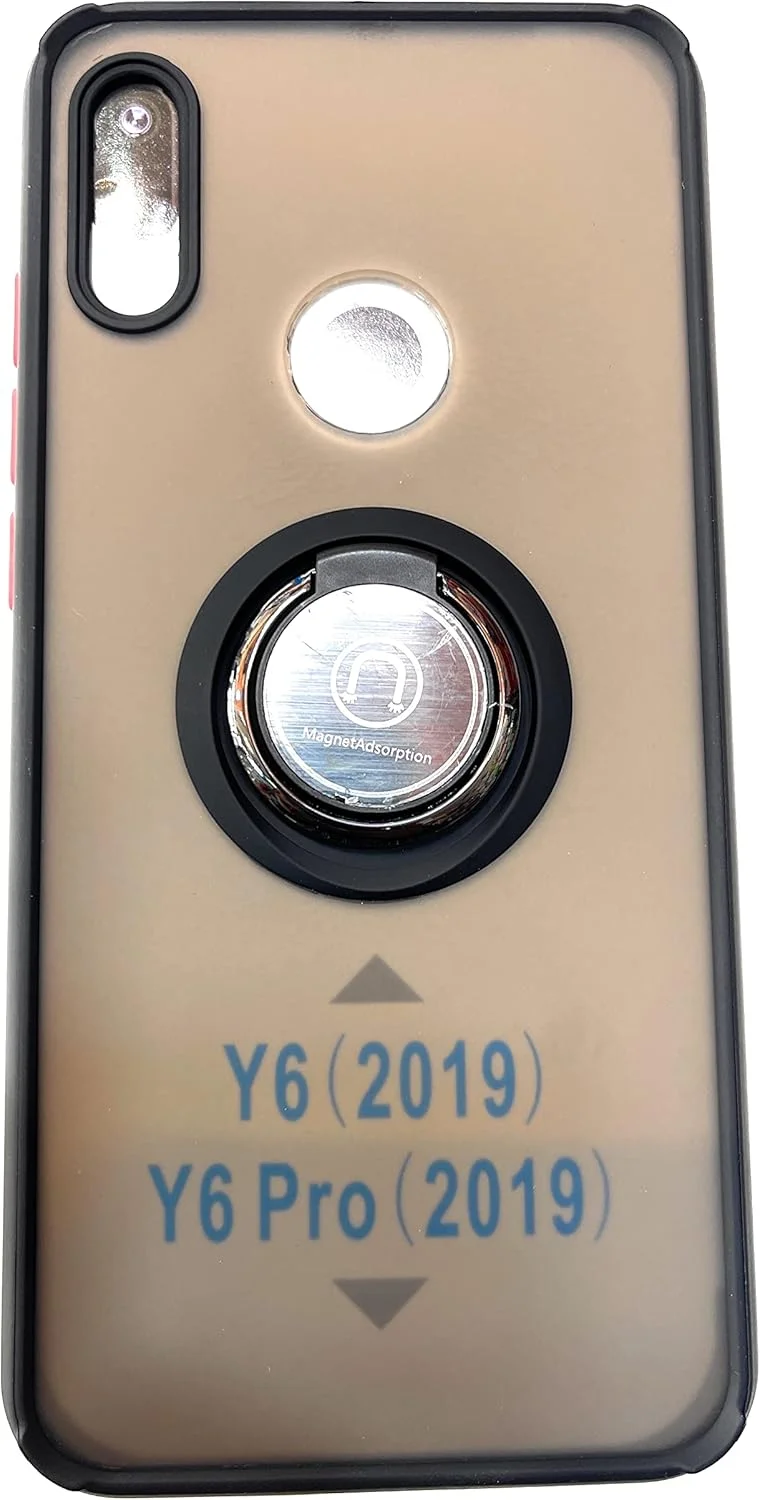 قاب گوشی هواوی Y6 2019 برند Emiratesbrand با پایه مغناطیسی و نگهدارنده، بند دستی و گیره سیلیکونی ممتاز عمودی و افقی و پایه چند منظوره، کاور بند انگشتی پایه نگهدارنده خودرو سبز (مشکی)