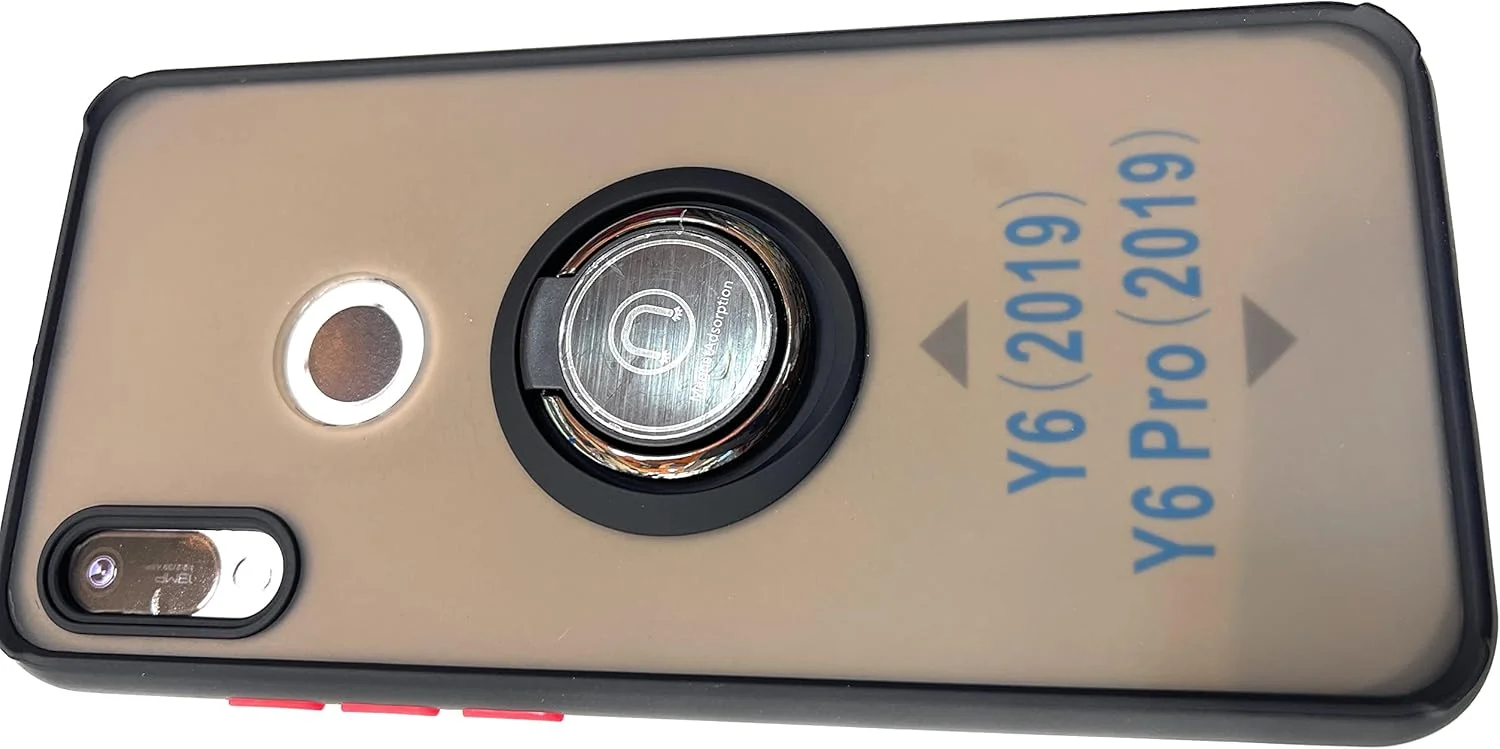 قاب گوشی هواوی Y6 2019 برند Emiratesbrand با پایه مغناطیسی و نگهدارنده، بند دستی و گیره سیلیکونی ممتاز عمودی و افقی و پایه چند منظوره، کاور بند انگشتی پایه نگهدارنده خودرو سبز (مشکی)