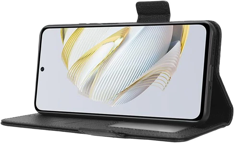 کیف پول و کاور استند OIATROE برای Huawei nova 10 SE - دارای قفل مغناطیسی، کیف پول چرمی باریک تاشو برای Huawei nova 10 SE - مشکی