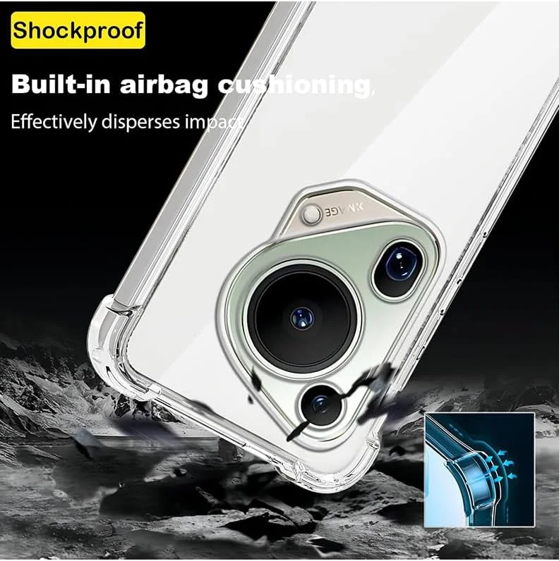 کاور شفاف هوآوی Pura 70 Ultra، کاور گوشی موبایل TPU با قابلیت جذب شوک و گوشه‌های تقویت‌شده، نرم و انعطاف‌پذیر و کاور محافظ شفاف