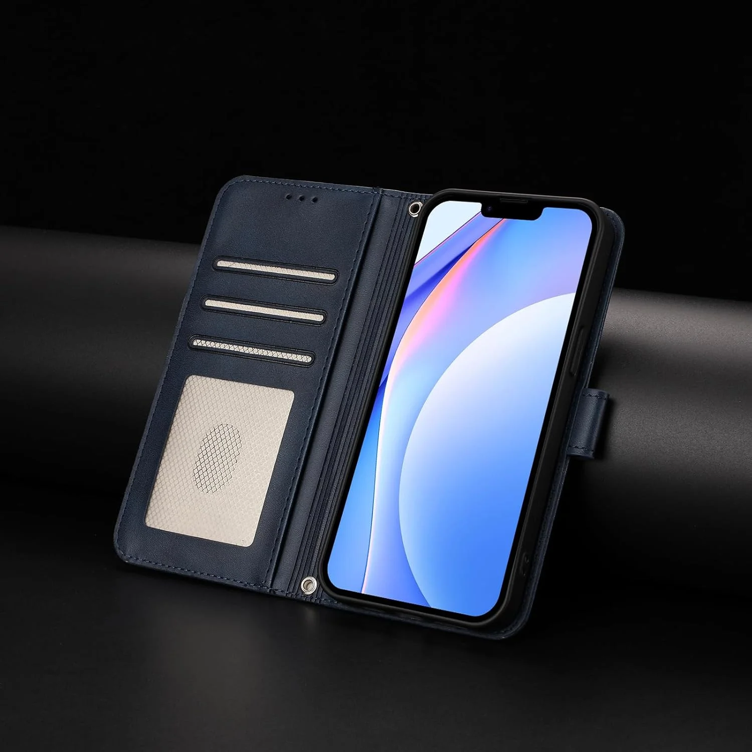 کیف چرمی تاشو برای هوآوی P20 پرو، کاور تجاری، کیف پول کارتی، کاور پاندا (آبی)