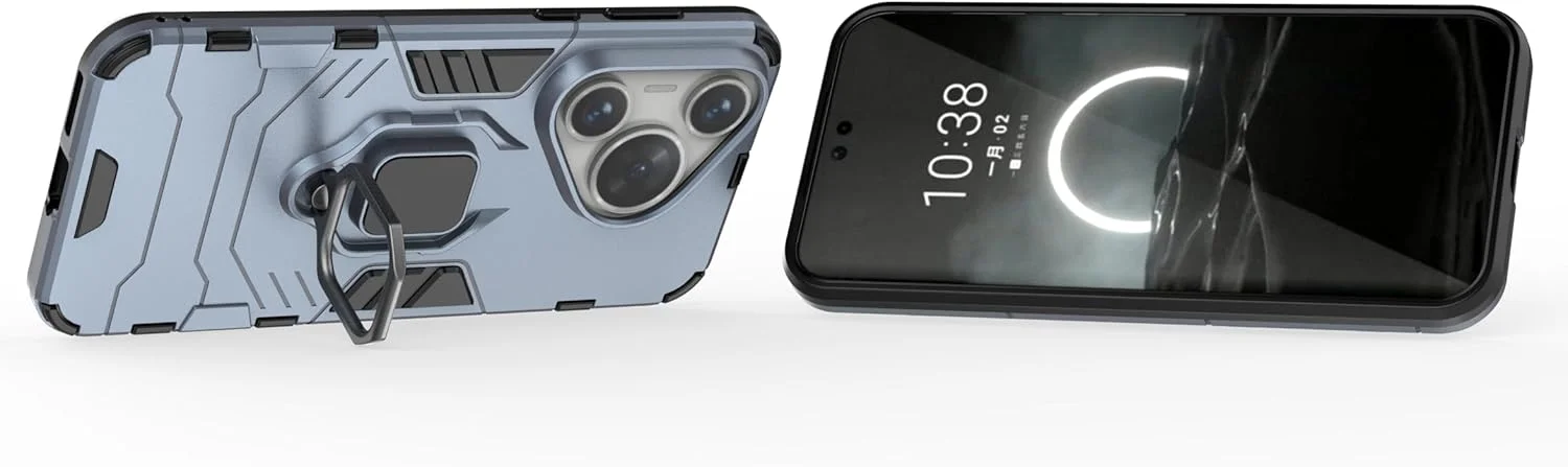 کاور محافظ گوشی هوآوی Pura 70 Pro به همراه محافظ صفحه نمایش شیشه ای، کاور محافظ دو لایه مقاوم در برابر ضربه با حلقه مغناطیسی - مشکی