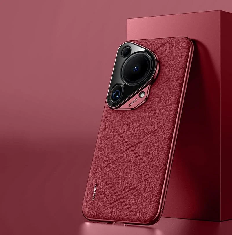 کاور چرمی PU لوکس Gruattreay برای Huawei Pura 70 Ultra، با محافظ لنز، کاور چرمی ضد اثر انگشت برای Pura 70 Ultra (قرمز)