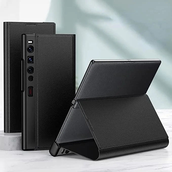 کیف چرمی محافظ گوشی هوآوی میت ۸ با پایه تاشو و جذب مغناطیسی فوری (هوآوی میت ۸، مشکی)