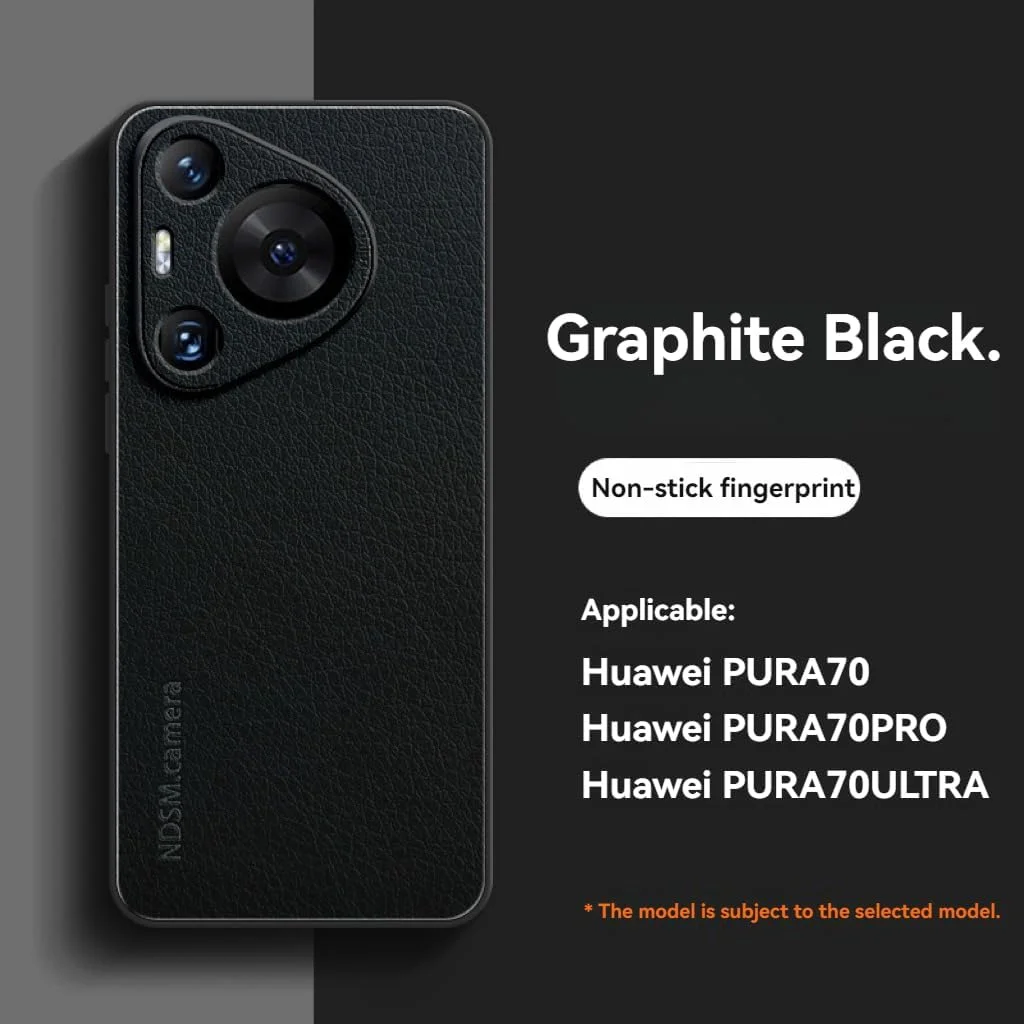 قاب گوشی Huawei Pura 70 Ultra، قاب چرمی گوشی، فوق العاده نازک، ضد افتادن، سبک وزن و ضد سایش، تجاری و سطح بالا (مشکی گرافیتی، Huawei Pura 70 Pro)