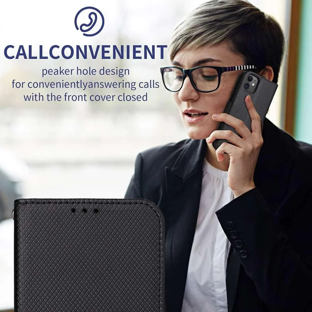 کیف محافظ چرمی گوشی هواوی نوا 13 پرو 5G، دارای جای کارت و طراحی آهنربایی. کیف محافظ گوشی برای هواوی نوا 13 پرو 5G - مشکی