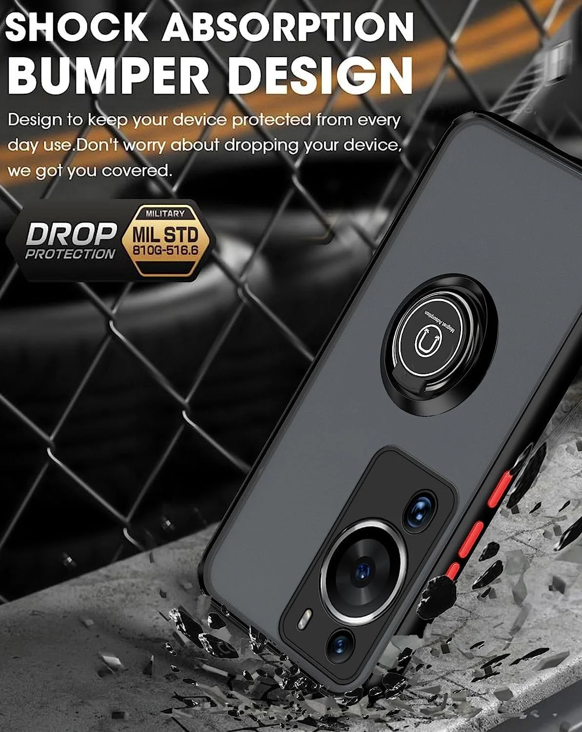 کاور محافظ گوشی هوآوی P60 Pro زوبی تک، دارای حلقه فلزی چرخان، استند، ضد ضربه، با روکش مات، ضد اثر انگشت و قابلیت اتصال به هولدر مغناطیسی خودرو (سبز)