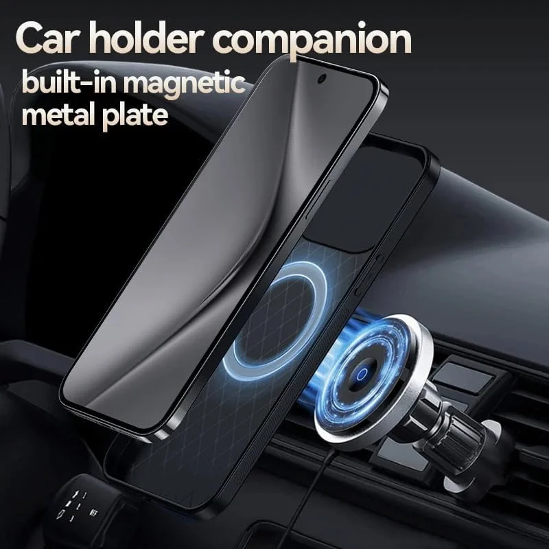 کاور چرمی مات مشکی ضد ضربه Gruattreay سازگار با هوآوی Pura 70 Ultra [پشتیبانی از هولدر مغناطیسی خودرو]