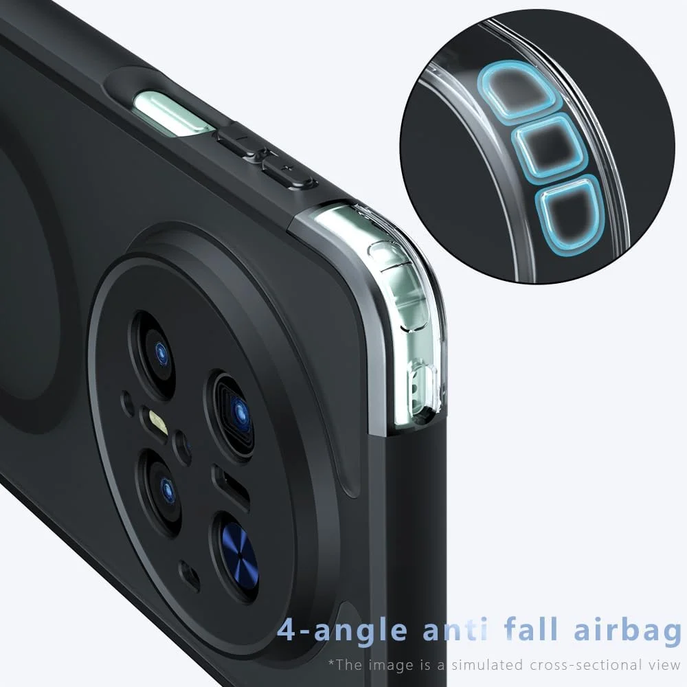 قاب محافظ مغناطیسی سازگار با هوآوی میت 70، [ضد اثر انگشت و ضد خش]، قاب محافظ نیمه شفاف ساتن برای هوآوی میت 70، مشکی